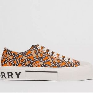 Burberry Monogram Print Linen Cotton Canvas Sneakers